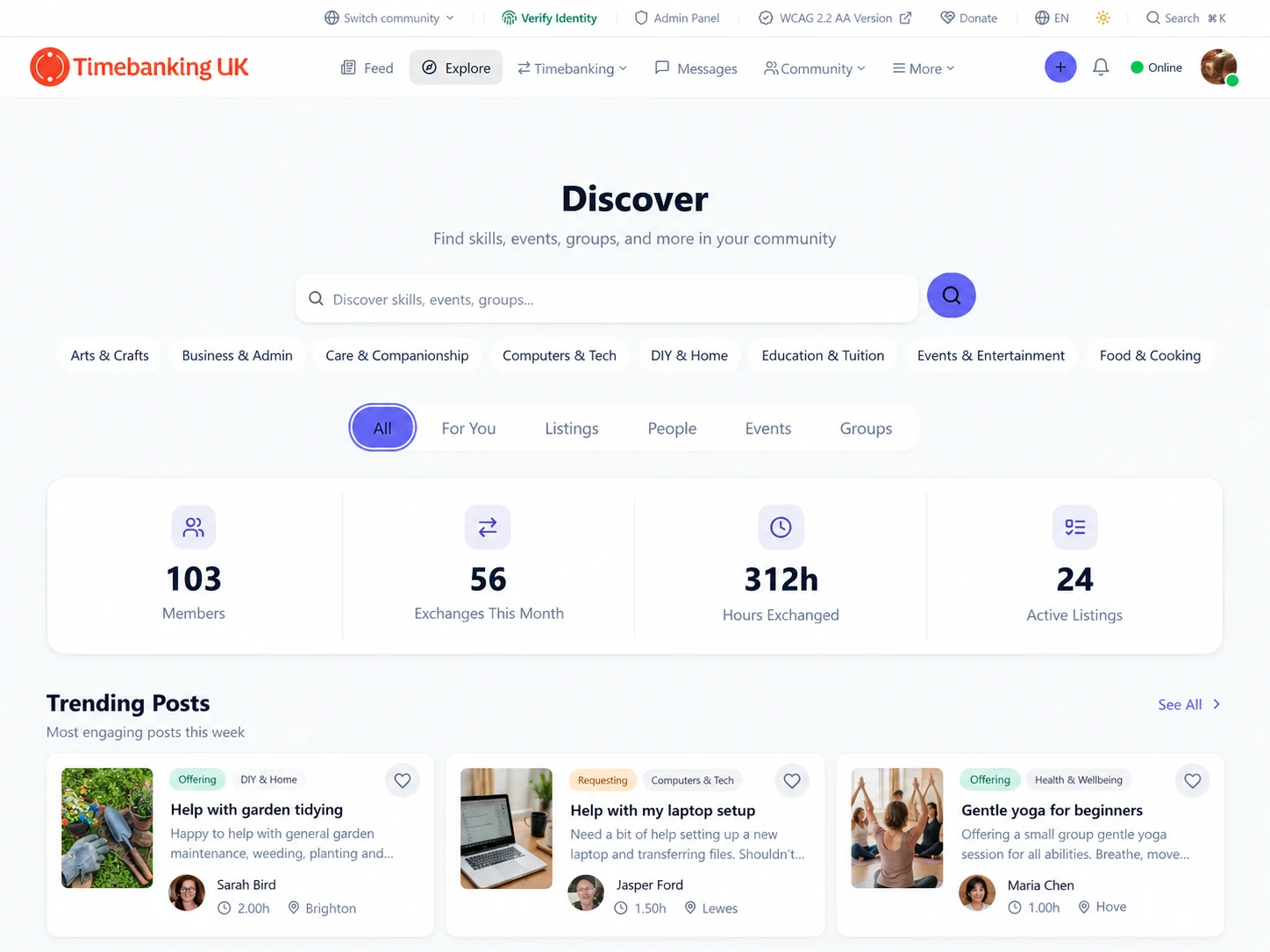 Illustrative Nexus Discover screen with example figures, not live statistics